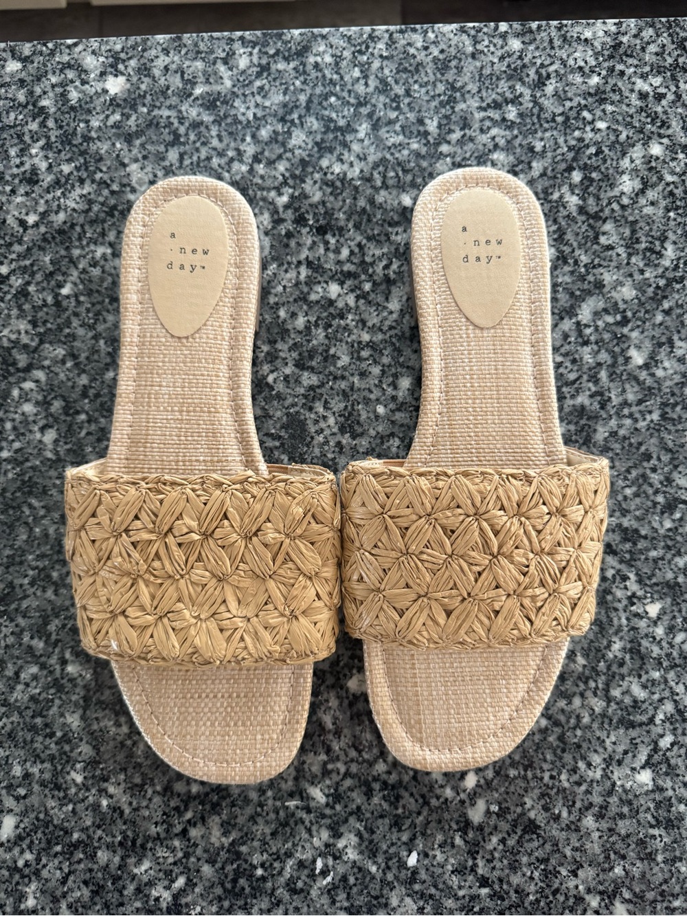 a new day Tan Woven Slide Sandals